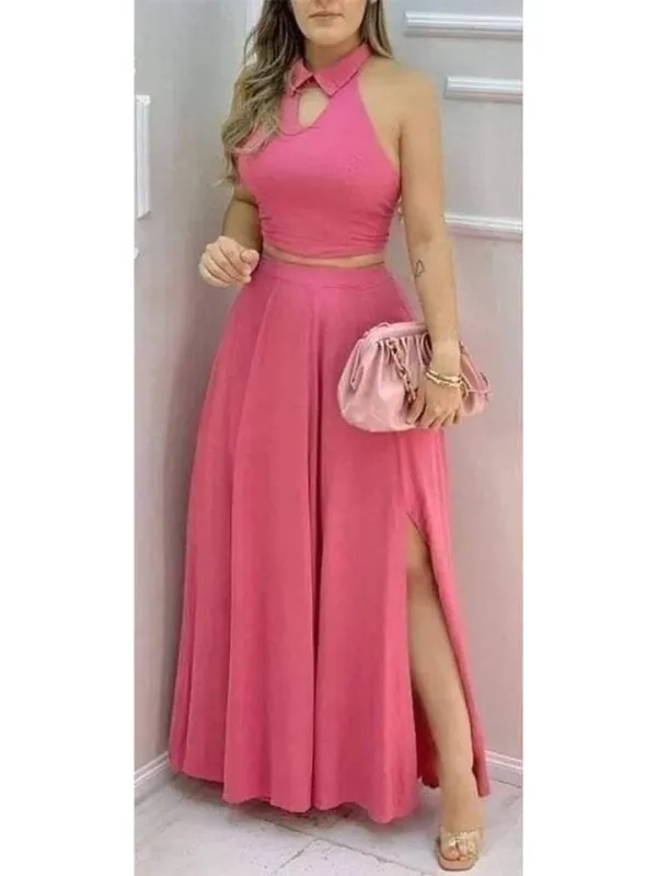 Look casual elegante feminino rosa para festa e passeio
