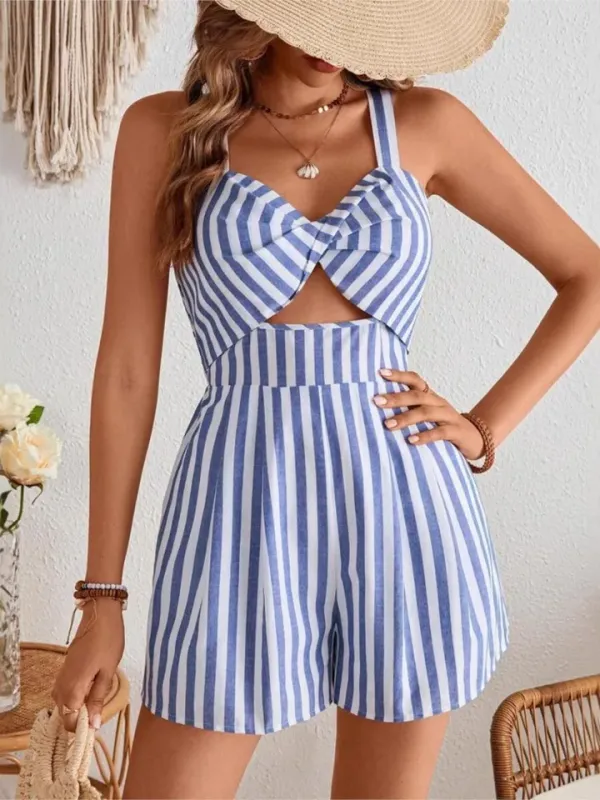 Macacão feminino bodycon alça nó torcido - frente
