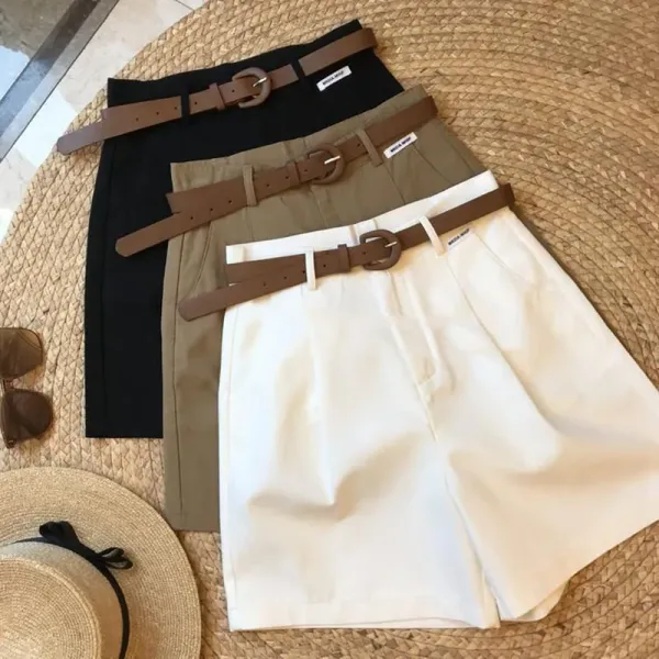 Shorts feminino perna larga algodão fino vista frontal