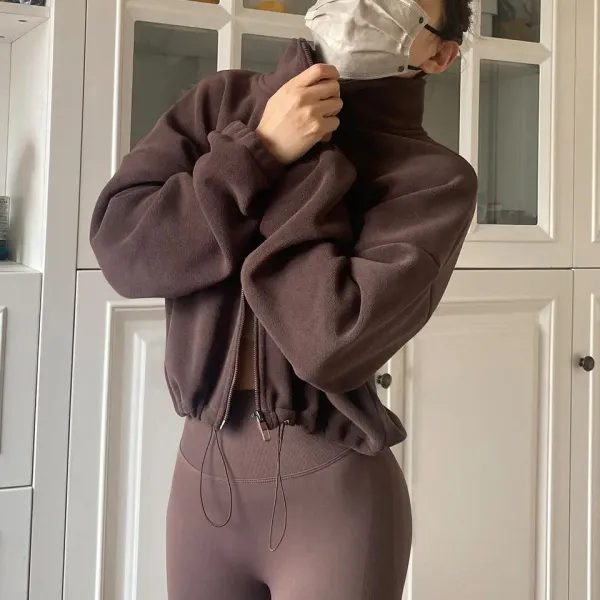 Jaqueta feminina de velo — look completo de inverno