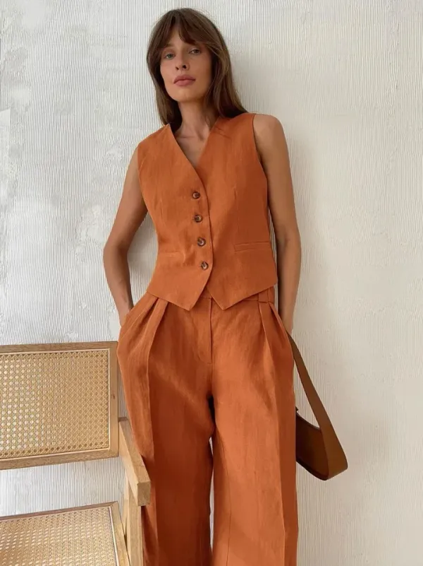 Roupa feminina casual chique conjunto alfaiataria leve